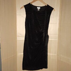 Motherhood Maternity Womens Black Striped Velvet Side Tie Dress Medium